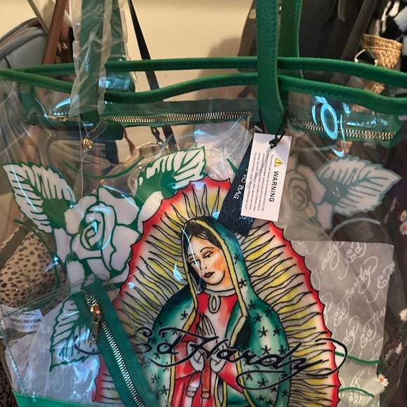 Ed Hardy Handbags - Ed Hardy Green Transparent Shoulder Bag